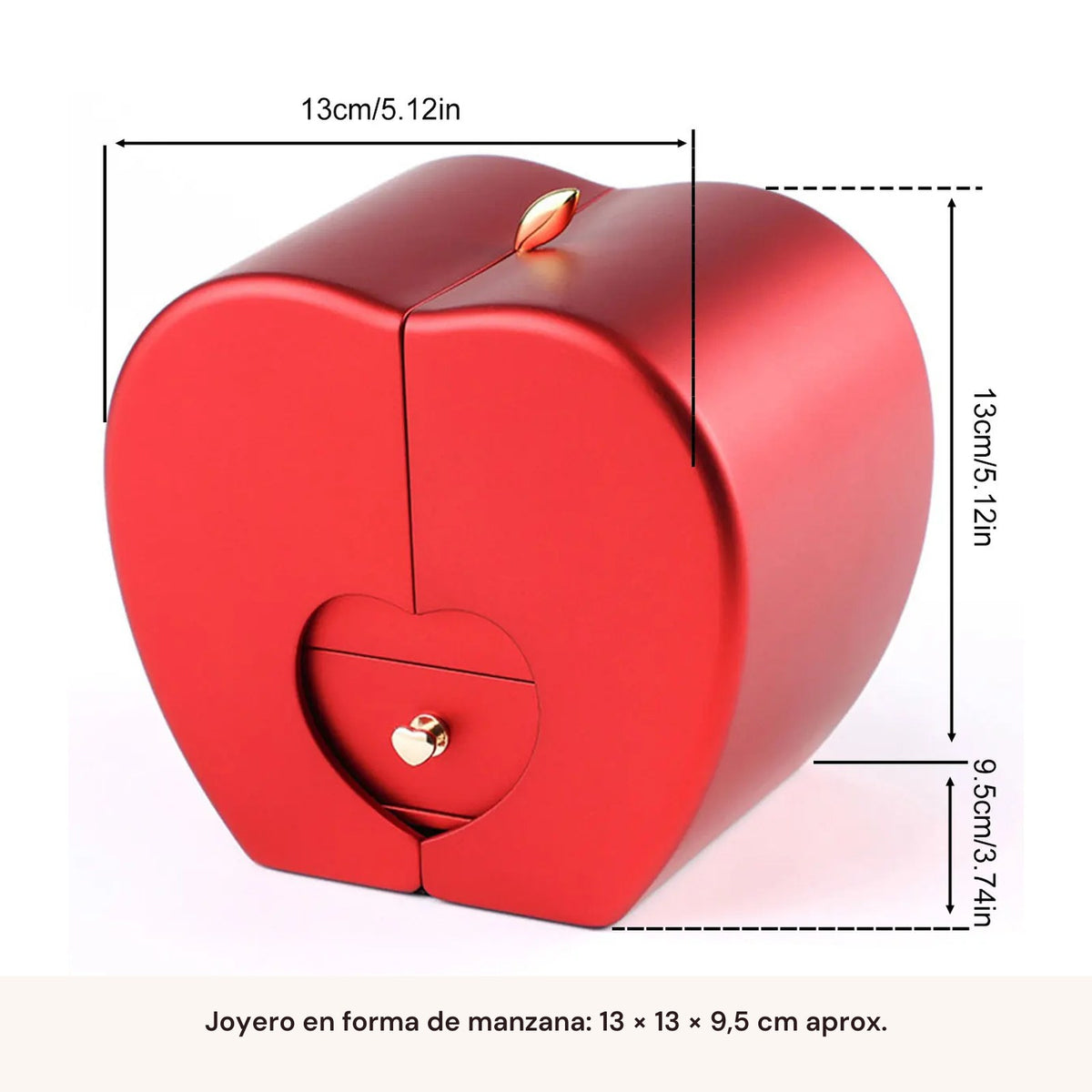Medidas del joyero de manzana: 13 × 13 × 9,5 cm aproximadamente
